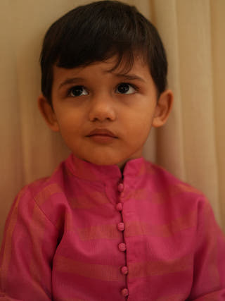 Neelkamal Ethnic Kurta In Pink Gold Stripe