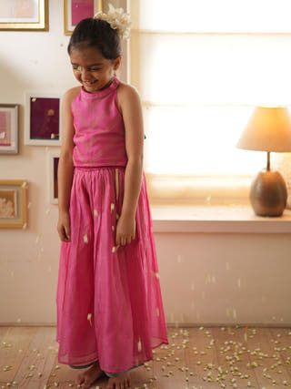 Neelkamal Coord Set In Pink And Gold