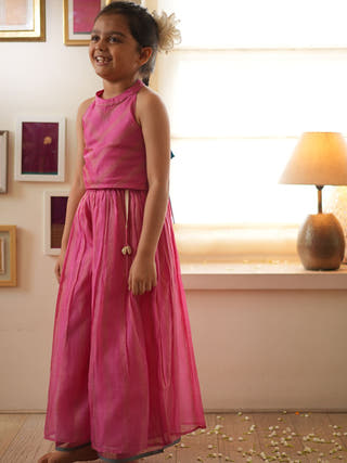 Neelkamal Coord Set In Pink And Gold