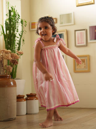 Kamal Lehenga Set In Baby Pink Stripes