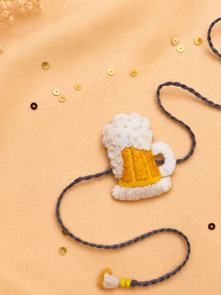Hand Embroidered Beer Mug Rakhi