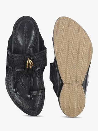 Classic Men in Black Men Kolhapuri Chappal