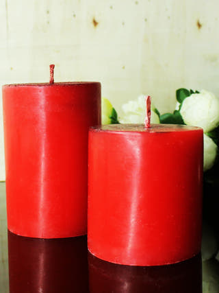 Christmas Special Red Pillar Candles - Set of 4