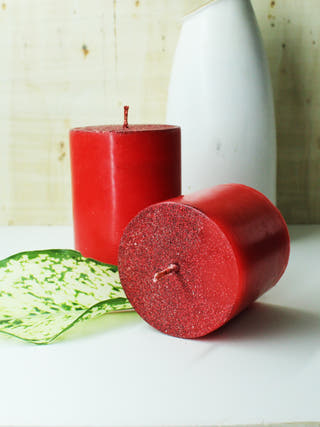 Christmas Special Red Pillar Candles - Set of 4