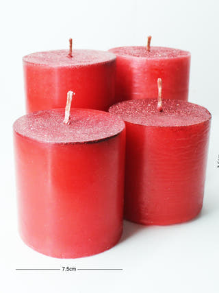 Christmas Special Red Pillar Candles - Set of 4