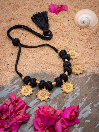 Black Gold Tone Choker Necklace