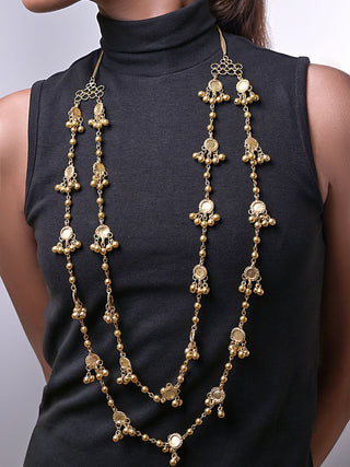 Glamorous Ghungroo Brass Necklace Gold Miharu