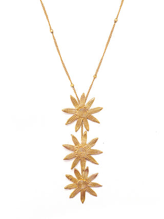 Radiant Sunflower Brass Necklace Gold Miharu