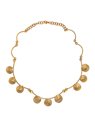 Embossed Beauty Brass Necklace Gold Miharu