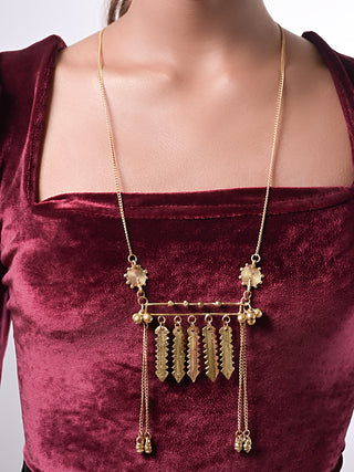 Geometric Delight Brass Necklace Gold Miharu