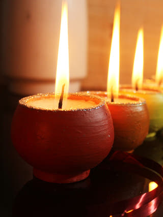 Multicolour Ball Terracotta Candles - Set of 12