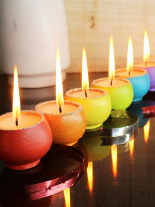 Multicolour Ball Terracotta Candles - Set of 12