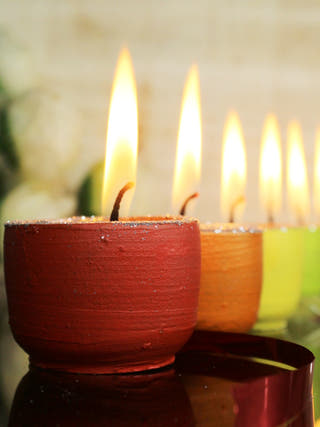Multicolour Cup Terracotta Candles - Set of 12