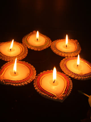 Handmade Motif Diya Design 2 Wax Filled Candles - Set of 12