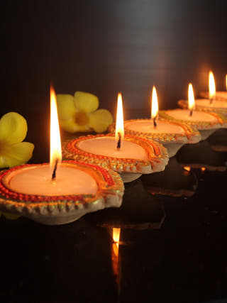 Handmade Motif Diya Design 2 Wax Filled Candles - Set of 12