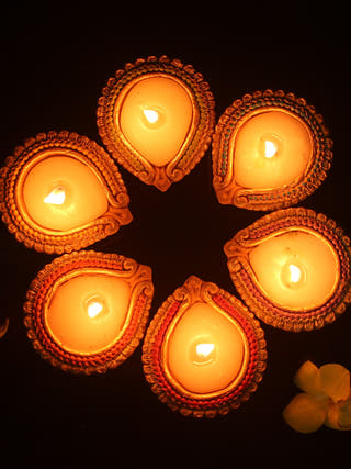 Handmade Motif Diya Design 2 Wax Filled Candles - Set of 12
