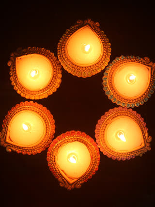Handmade Motif Diya Design 3 Wax Filled Candles - Set of 12