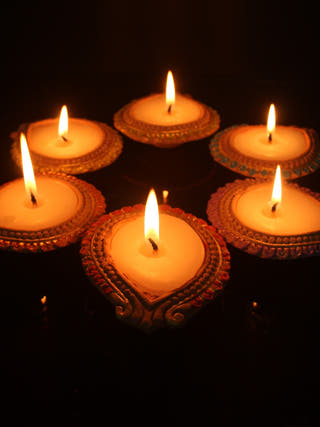 Handmade Motif Diya Design 3 Wax Filled Candles - Set of 12