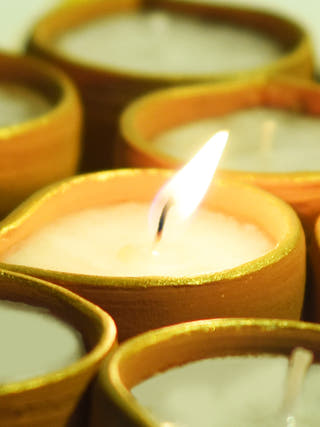 Traditional Little Diya Wax Filled Candles - Set of 12