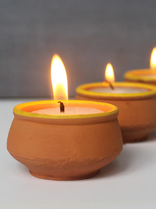 Terracotta Handi Candles - Set of 12