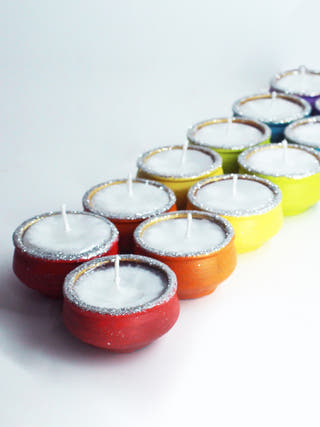 Multicolour Handi Terracotta Candles - Set of 12