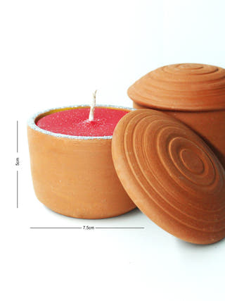 Hut Premium Soy Wax Blend Terracotta Candles - Set of 2