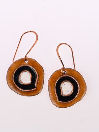 Hand Crafted Copper Enamel Vartul Ochre Earrings Ekibeki