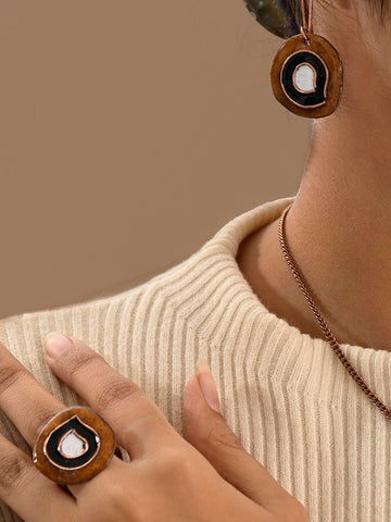 Hand Crafted Copper Enamel Vartul Ochre Earrings