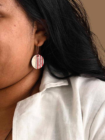 Hand Crafted Copper Enamel Crinkle Fire Earrings Small