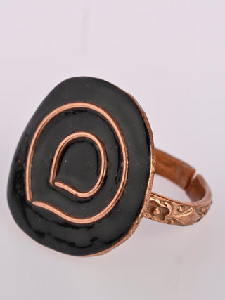 Hand Crafted Copper Enamel Vartul Black Ring Ekibeki