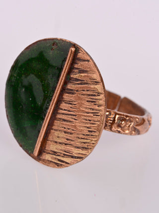 Hand Crafted Copper Enamel Kakan Green Ring Ekibeki