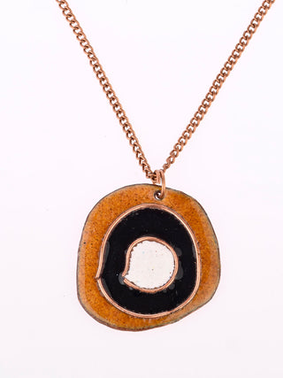 Hand Crafted Copper Enamel Vartul Ochre Pendant Ekibeki