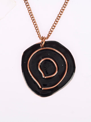 Hand Crafted Copper Enamel Vartul Black Pendant Ekibeki