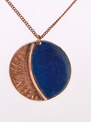 Hand Crafted Copper Enamel Kakan Blue Pendant Ekibeki