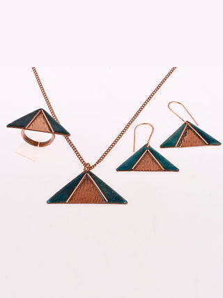 Hand Crafted Copper Enamel Triphuli Blue Set Ekibeki