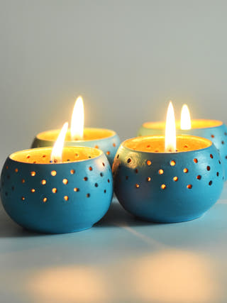 Dome Tealight Holders Sky Blue - Set of 4