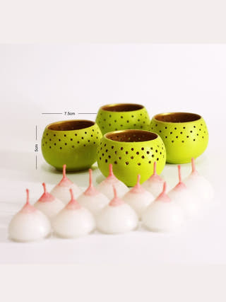 Dome Tealight Holders Lemon Green - Set of 4