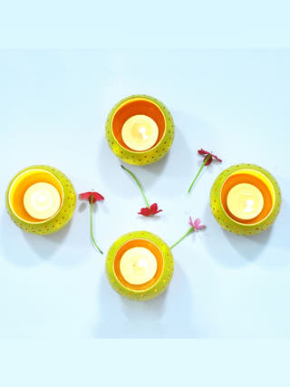 Dome Tealight Holders Lemon Green - Set of 4