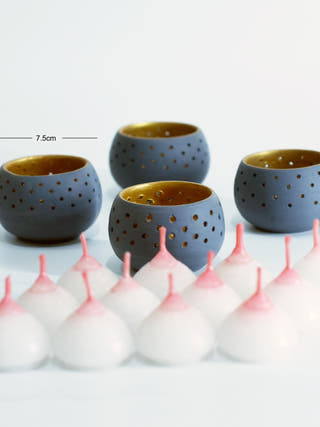 Dome Tealight Holders Grey - Set of 4