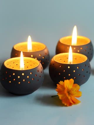 Dome Tealight Holders Grey - Set of 4