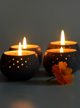 Dome Tealight Holders Grey - Set of 4