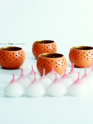 Dome Tealight Holders Orange - Set of 4