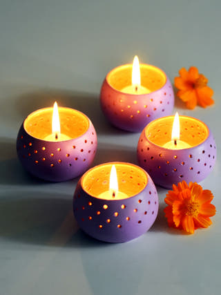 Dome Tealight Holders Soft Purple - Set of 4