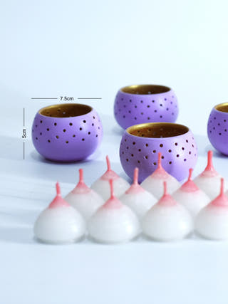 Dome Tealight Holders Soft Purple - Set of 4