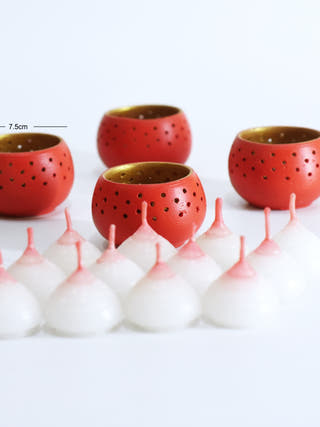 Dome Tealight Holders Red - Set of 4