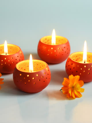 Dome Tealight Holders Red - Set of 4