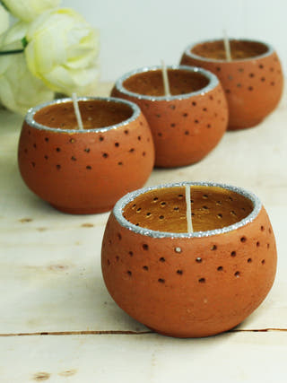 Dome Christmas Tealight Holders - Set of 4