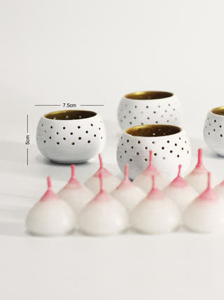 Dome Tealight Holders White - Set of 4