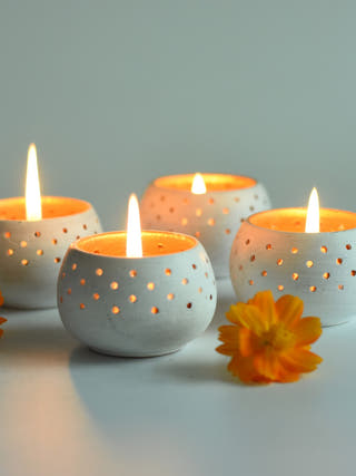 Dome Tealight Holders White - Set of 4