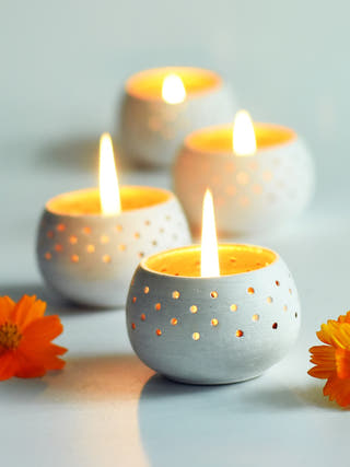 Dome Tealight Holders White - Set of 4